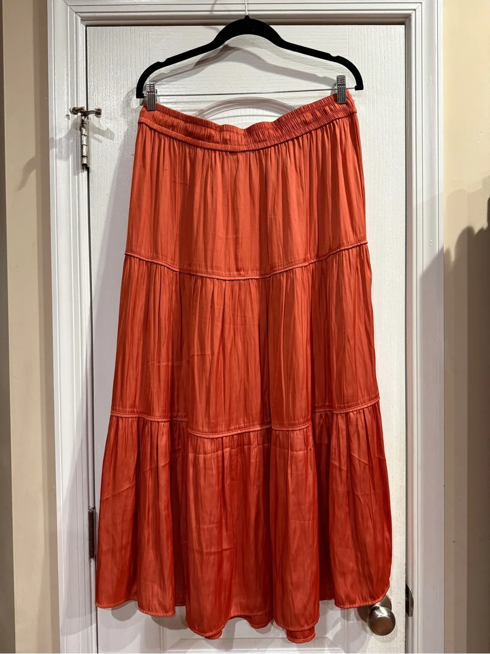 Joie Coral Tiered Maxi Skirt with Elastic Waist